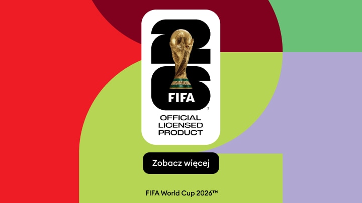 Informacja o oficjalnie licencjonowanych produktach FIFA związanych z Mistrzostwami Świata 2026, zachęta do zapoznania się z ofertą.