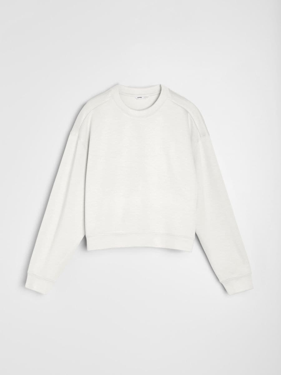 Базовий світшот crewneck з додаванням віскози «soft touch» - кремовий - SINSAY