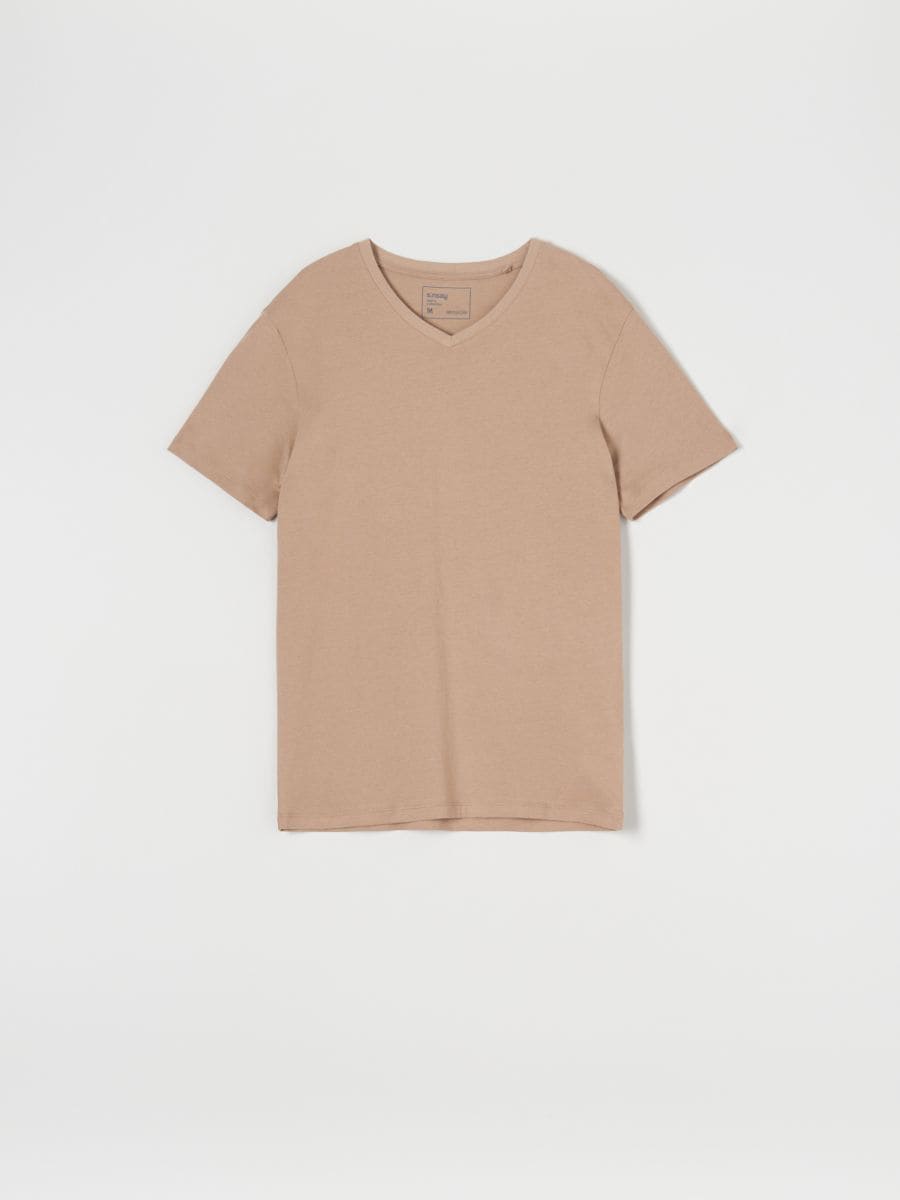 Tricou din bumbac basic - bej - SINSAY