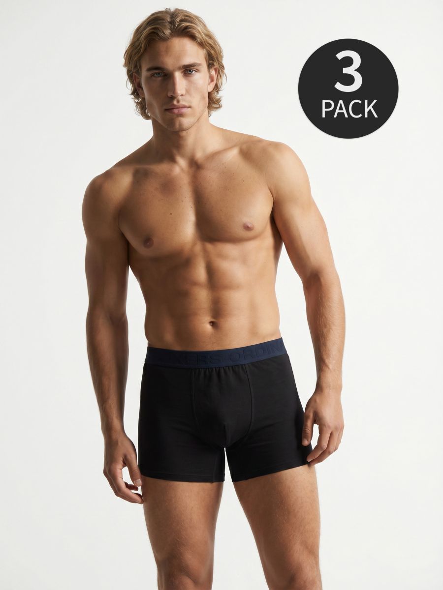 Boxeri din bumbac 3 pack - negru - SINSAY