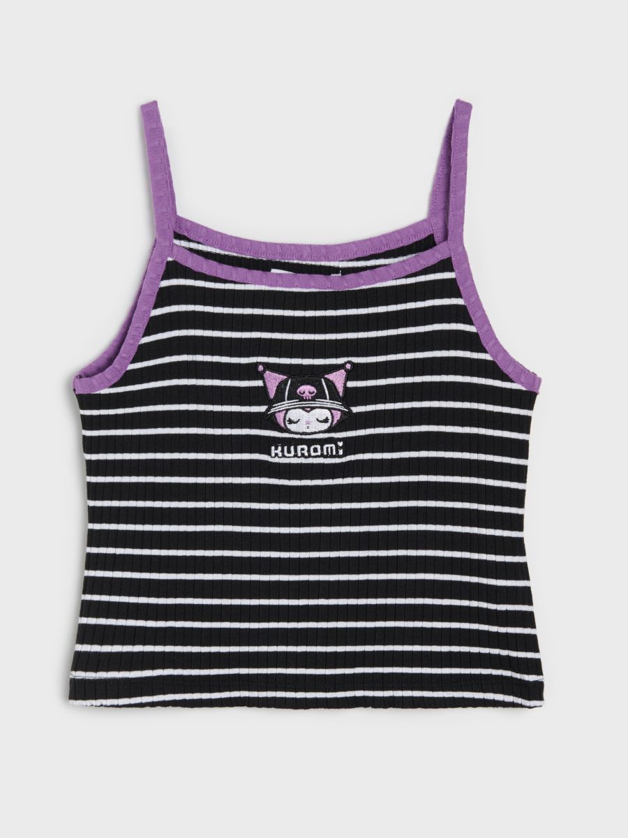 Top din bumbac cu bretele și dungi Kuromi Top din bumbac cu bretele și dungi Kuromi - multicolor - SINSAY