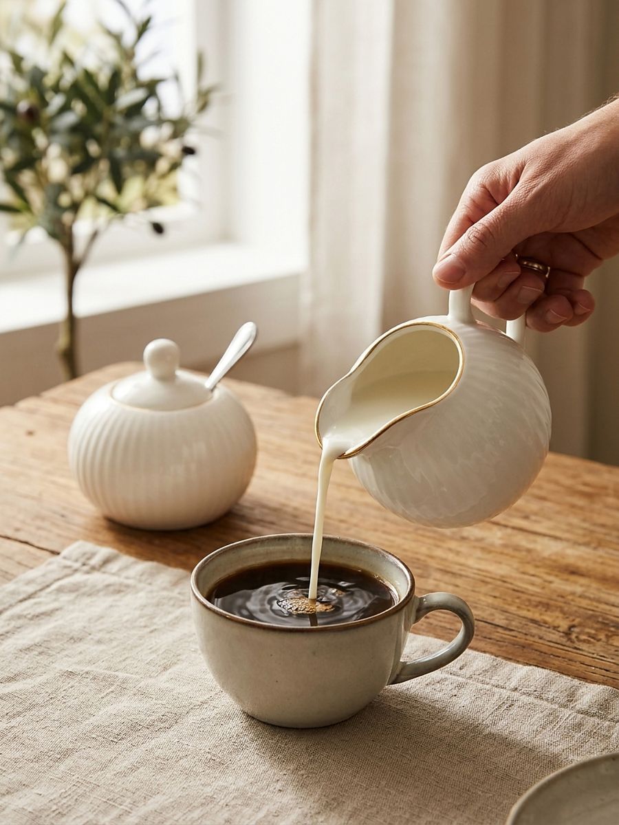 Ceramiczny mlecznik z ryflowaniem Ceramiczny mlecznik z ryflowaniem - biały - SINSAY