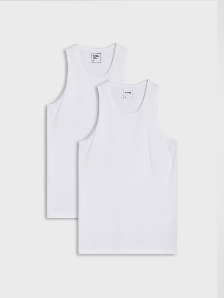 2-pack bavlněné tílka 2-pack bavlněné tílka - bílá - SINSAY