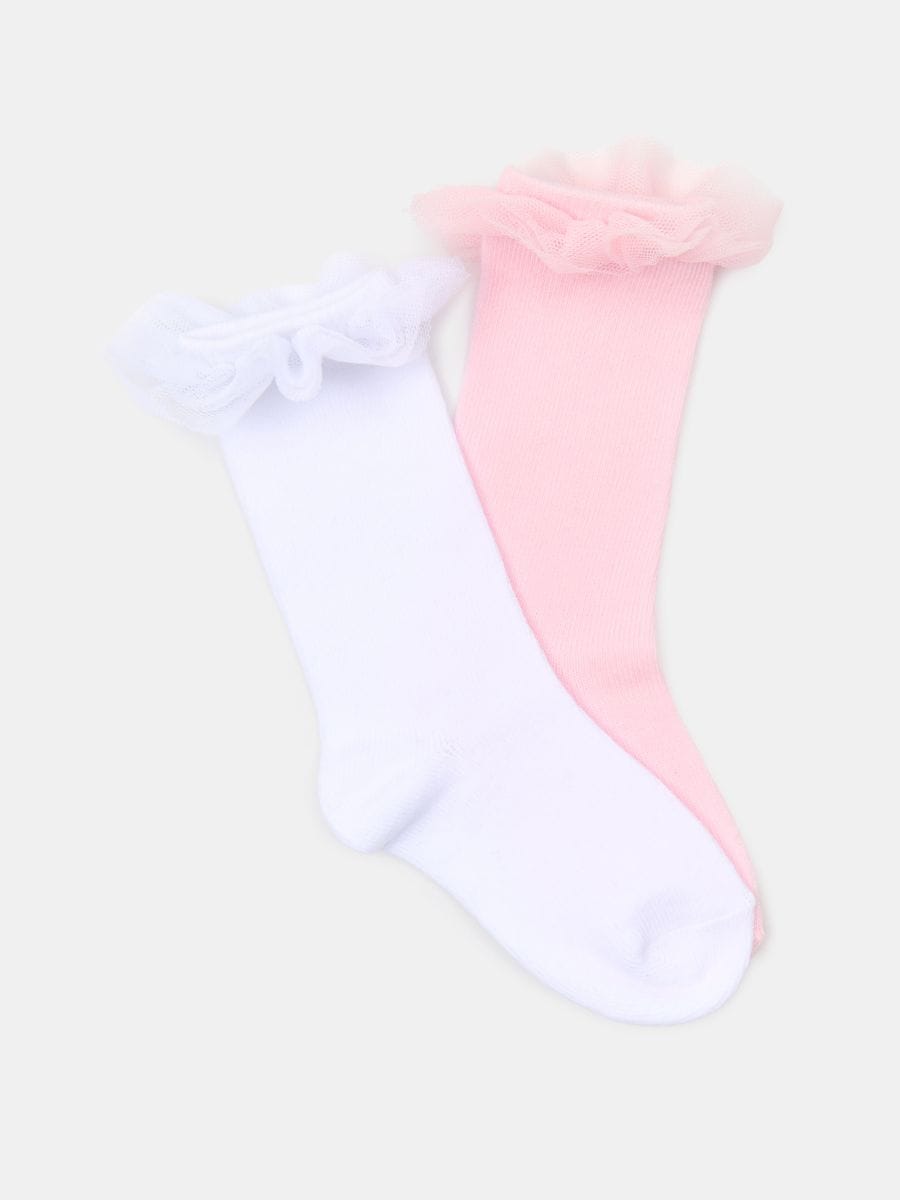 Ponožky s volánem 2 pack Ponožky s volánem 2 pack - pastelová růžová - SINSAY