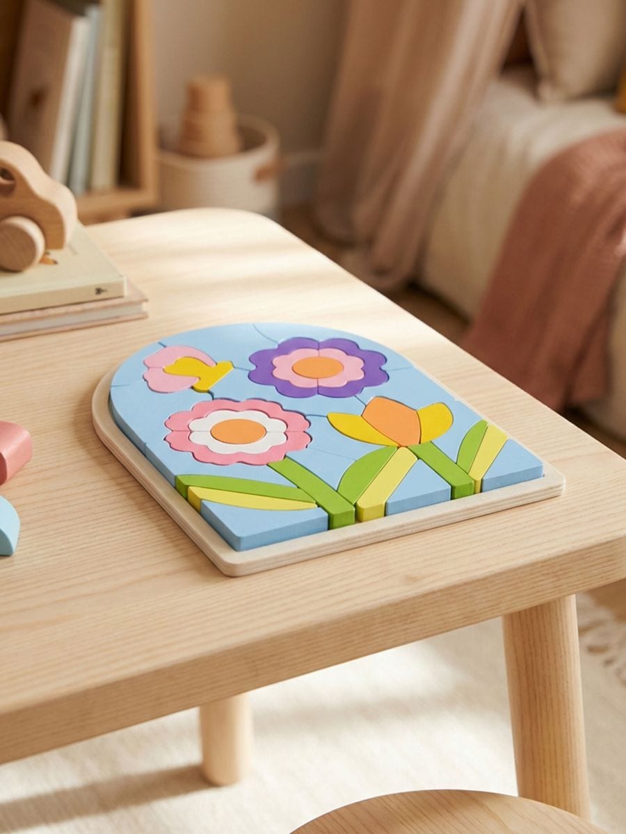 Puzzle z motywem kwiatów i motyla - wielobarwny - SINSAY