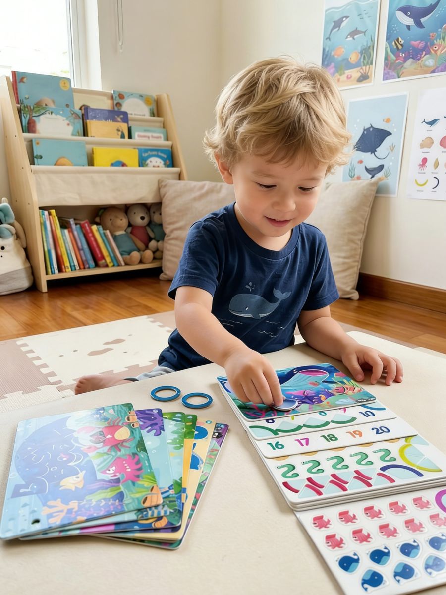 Książeczka edukacyjna z zadaniami z motywem morskim - wielobarwny - SINSAY