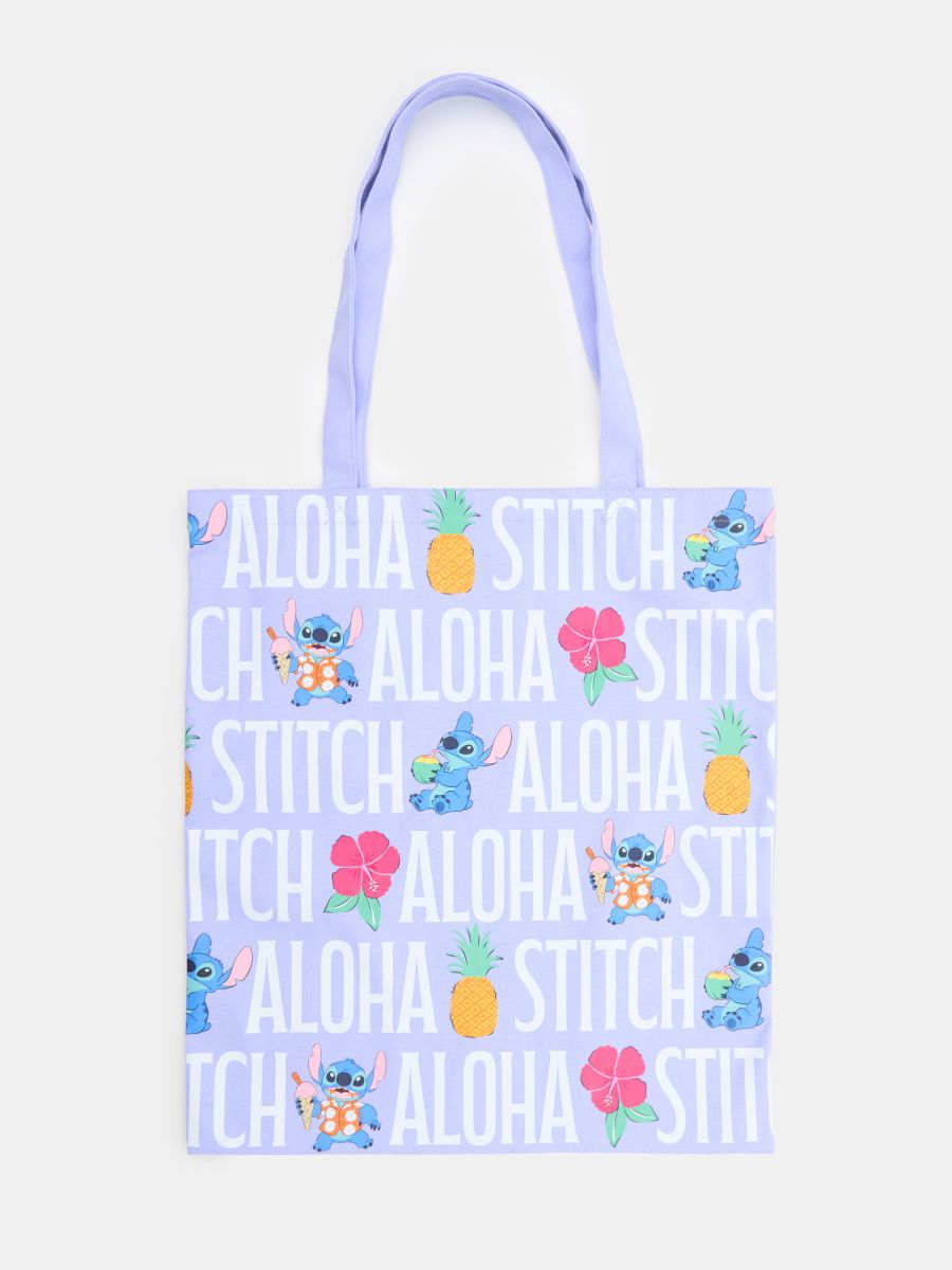 Látková shopper taška s potiskem Stitch - modrá - SINSAY