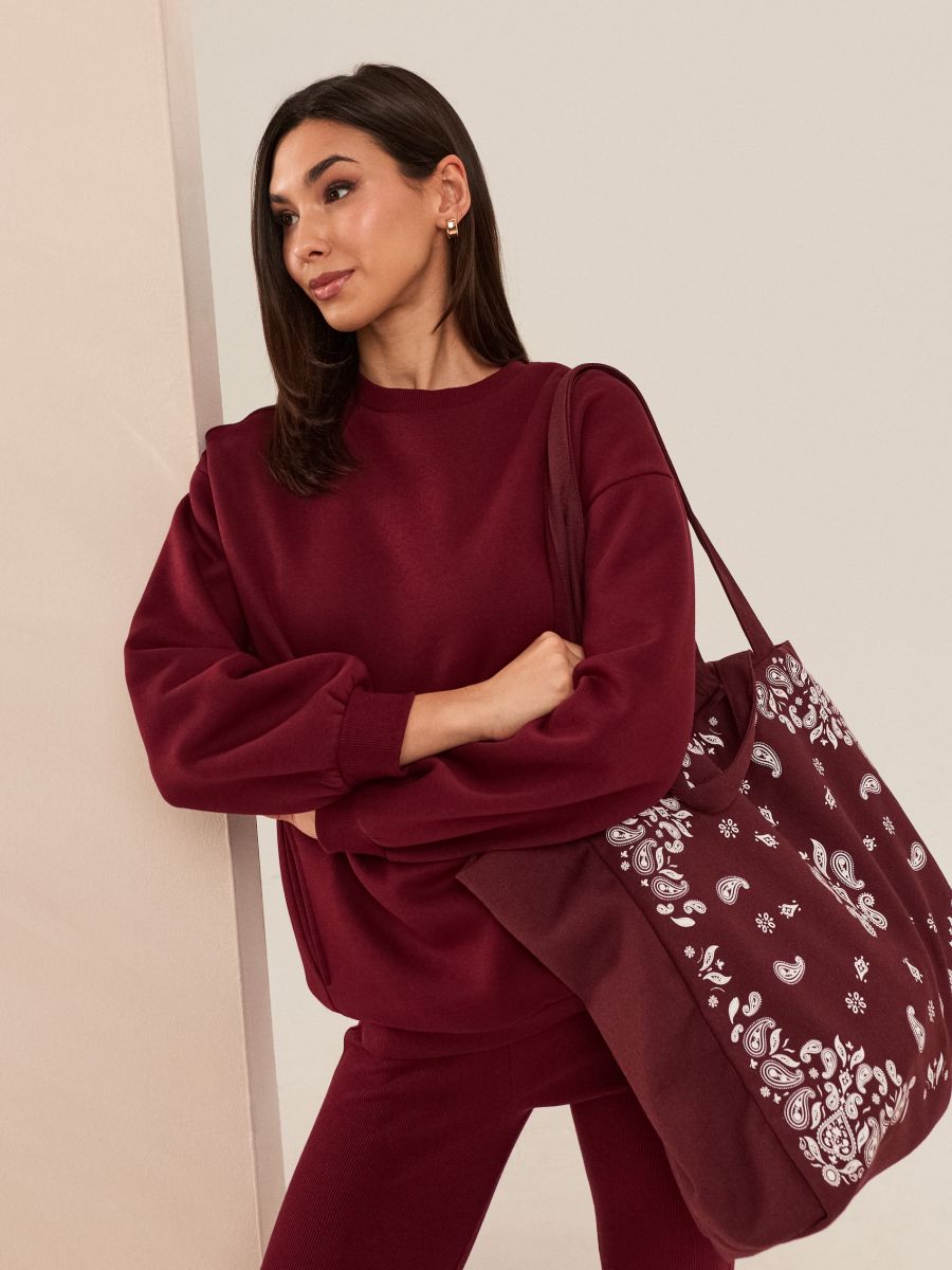 Bluza dresowa crewneck oversize - bordowy - SINSAY