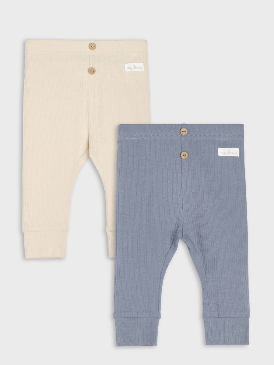 Bawełniane legginsy 2 pack Bawełniane legginsy 2 pack - kremowy - SINSAY