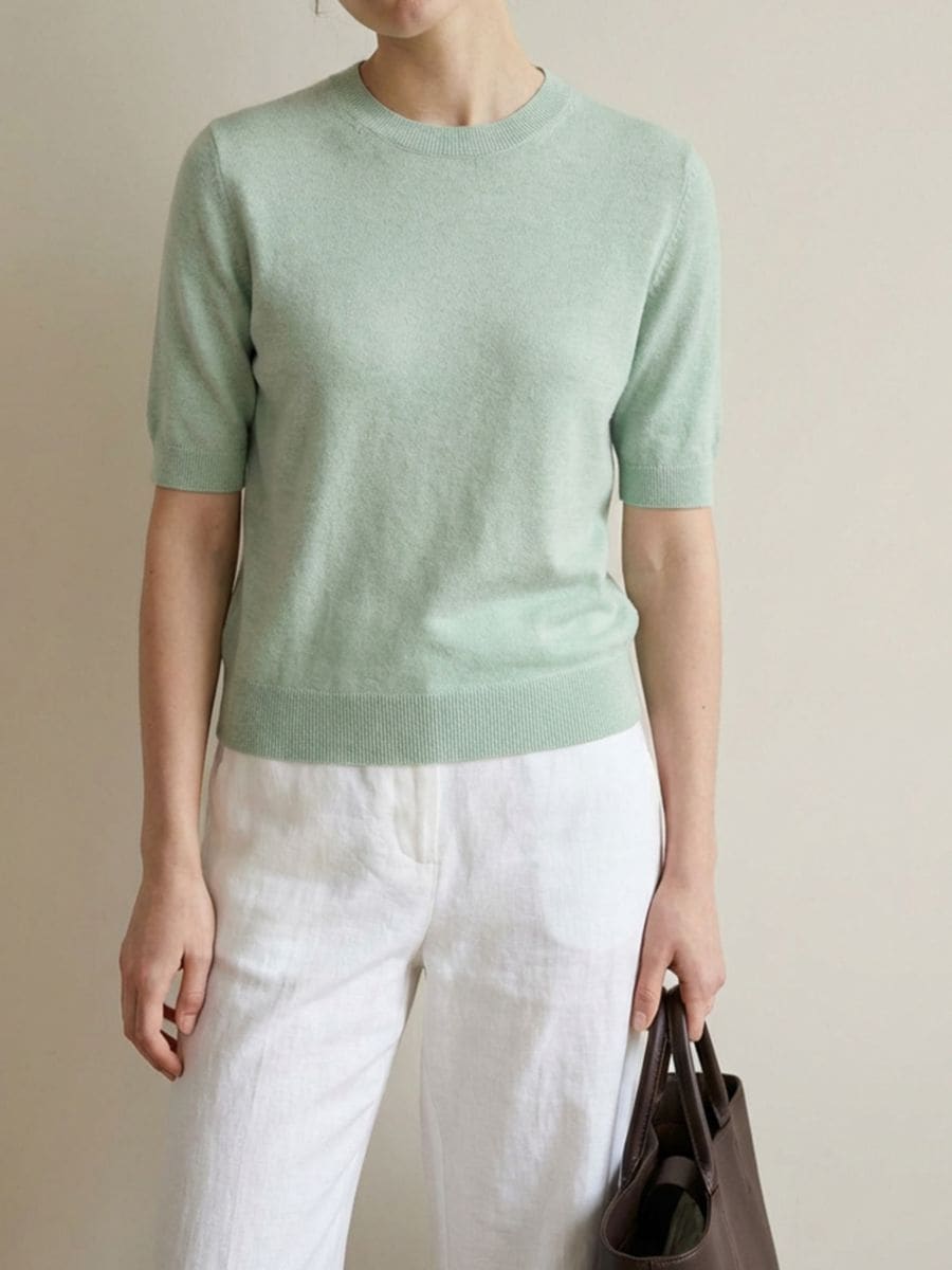 Sweter z krótkim rękawem Sweter z krótkim rękawem - zielony - SINSAY