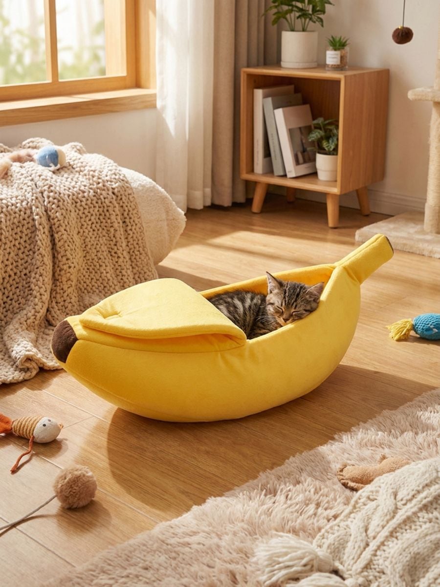 Legowisko dla kota w kształcie banana Legowisko dla kota w kształcie banana - żółty - SINSAY