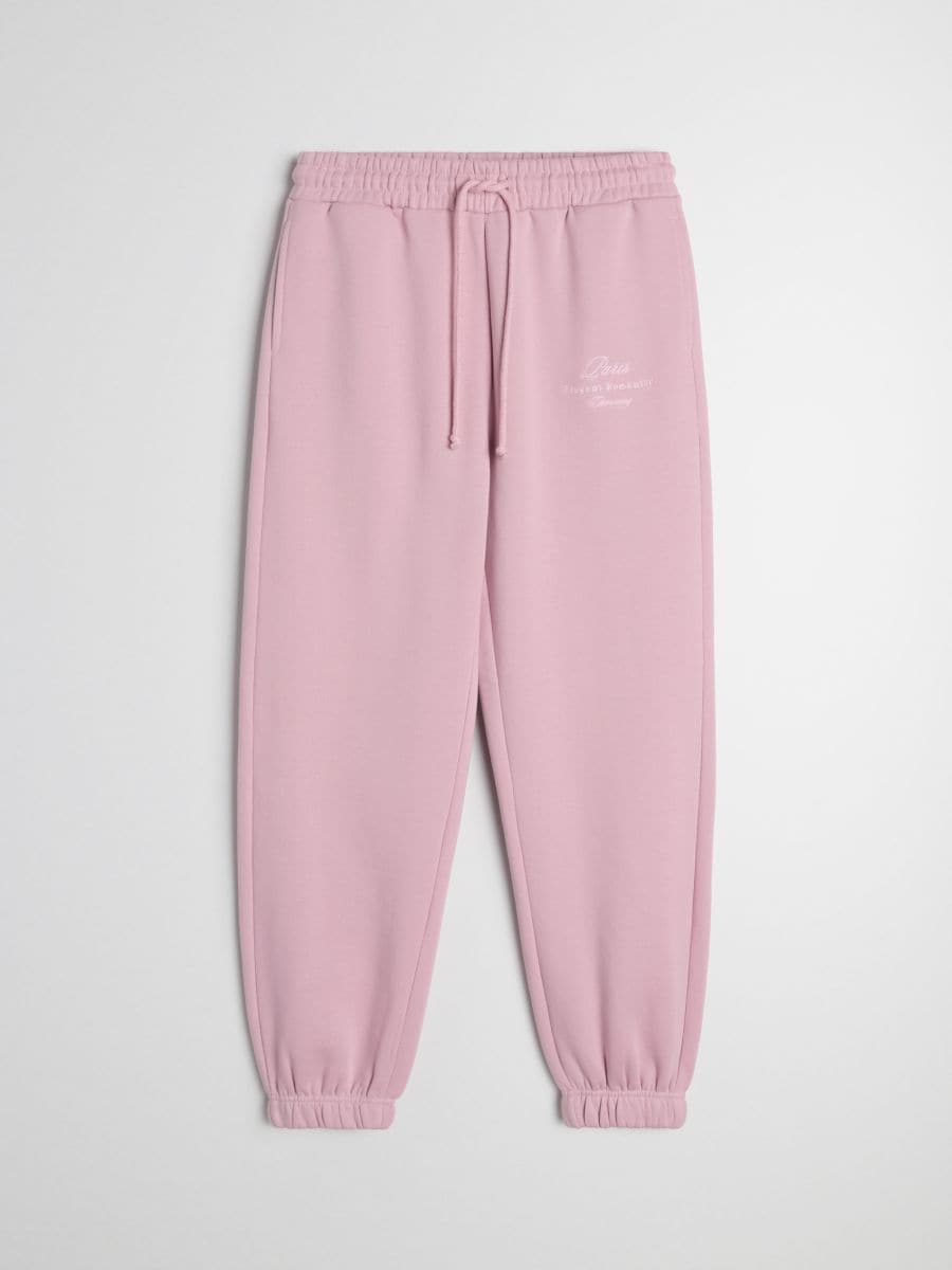 Spodnie dresowe jogger z haftem Spodnie dresowe jogger z haftem - różowy - SINSAY