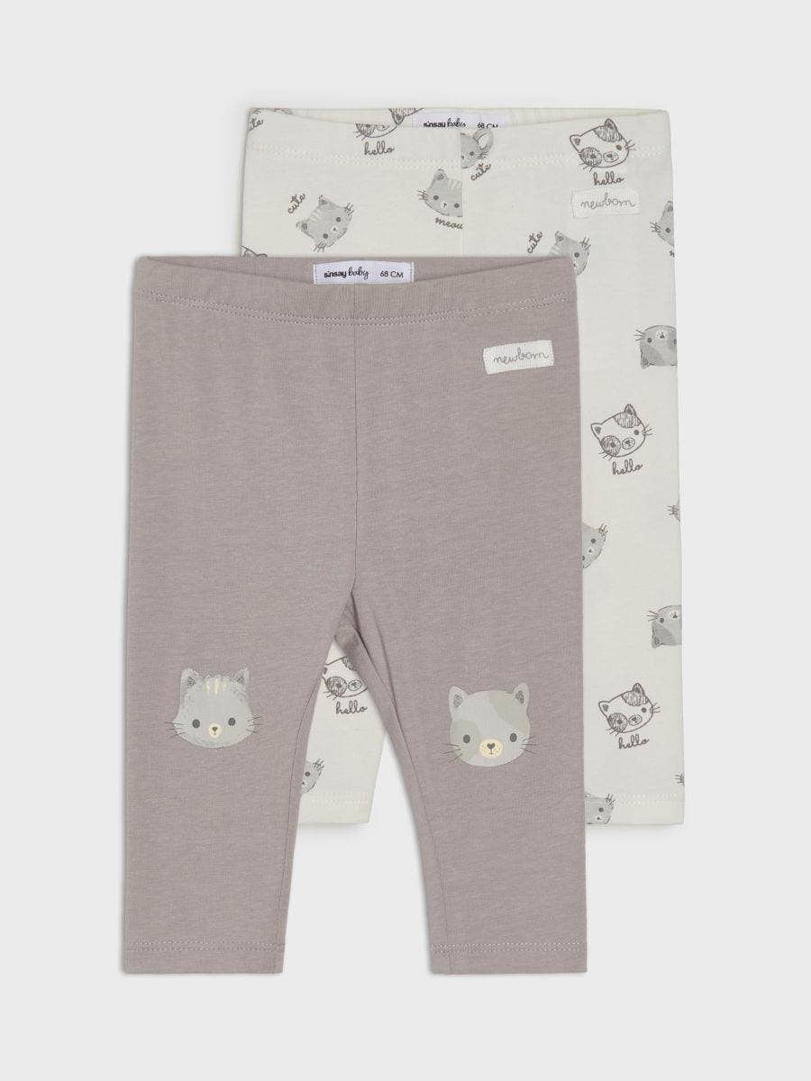 Bawełniane legginsy z motywem kotów Bawełniane legginsy z motywem kotów - kremowy - SINSAY