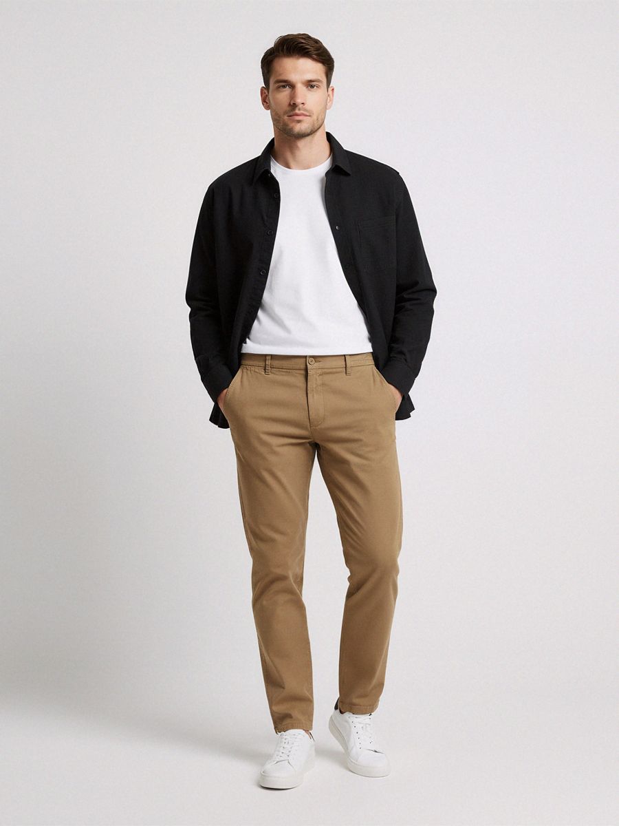 Pantaloni chino slim - cafeniu - SINSAY