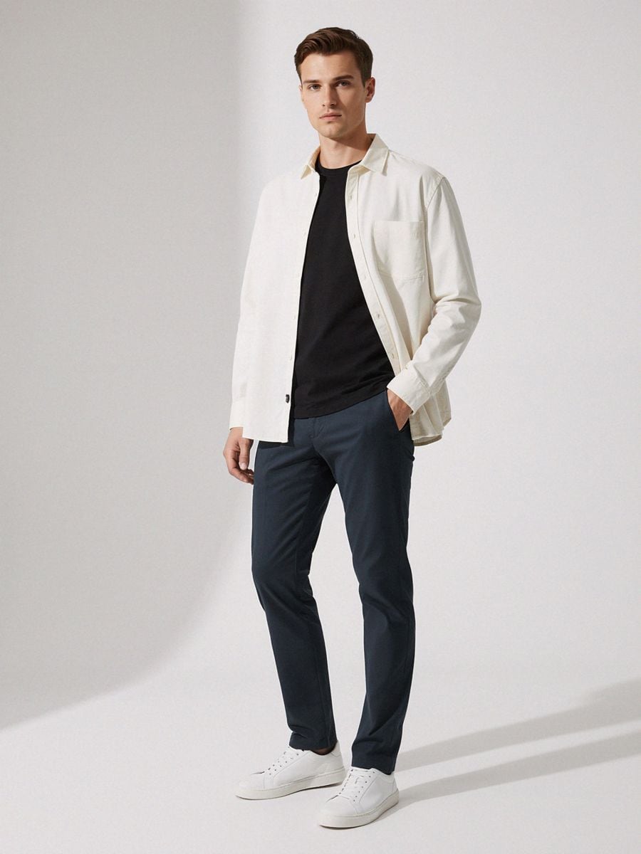 Pantaloni chino slim - albastru metalizat - SINSAY