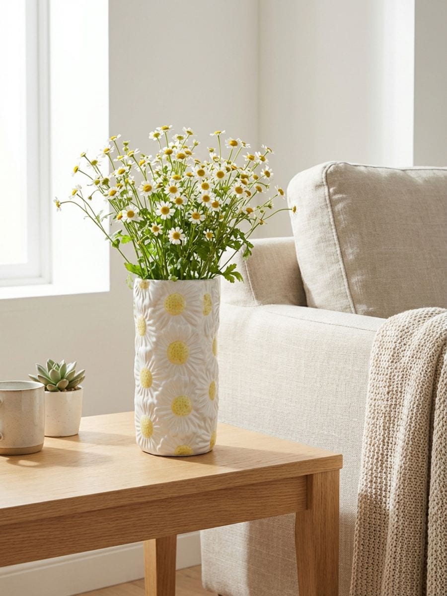 Ceramiczny wazon z motywem stokrotek Ceramiczny wazon z motywem stokrotek - wielobarwny - SINSAY