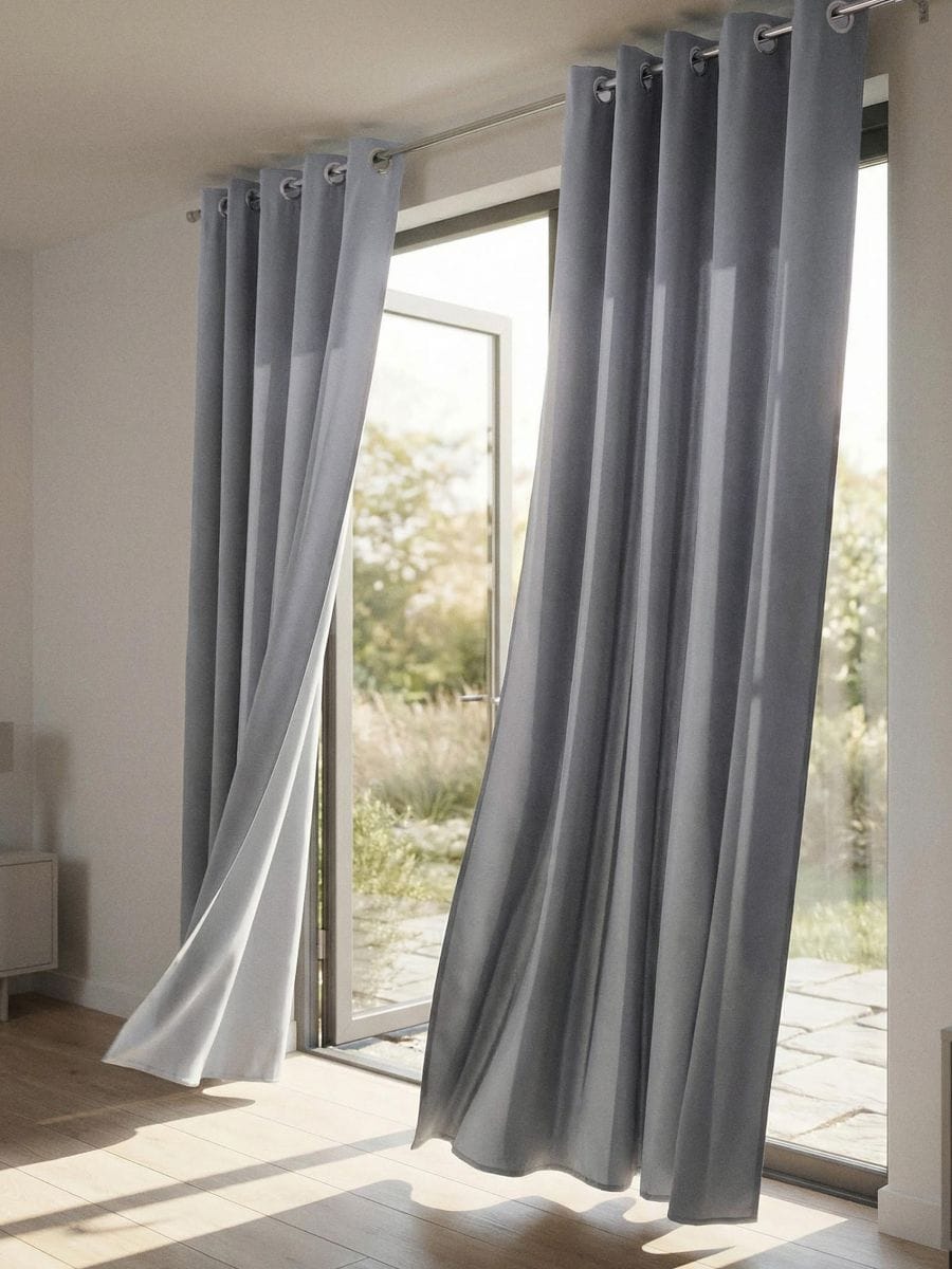 Set de perdele pe inele 2 pack Set de perdele pe inele 2 pack - gri deschis - SINSAY