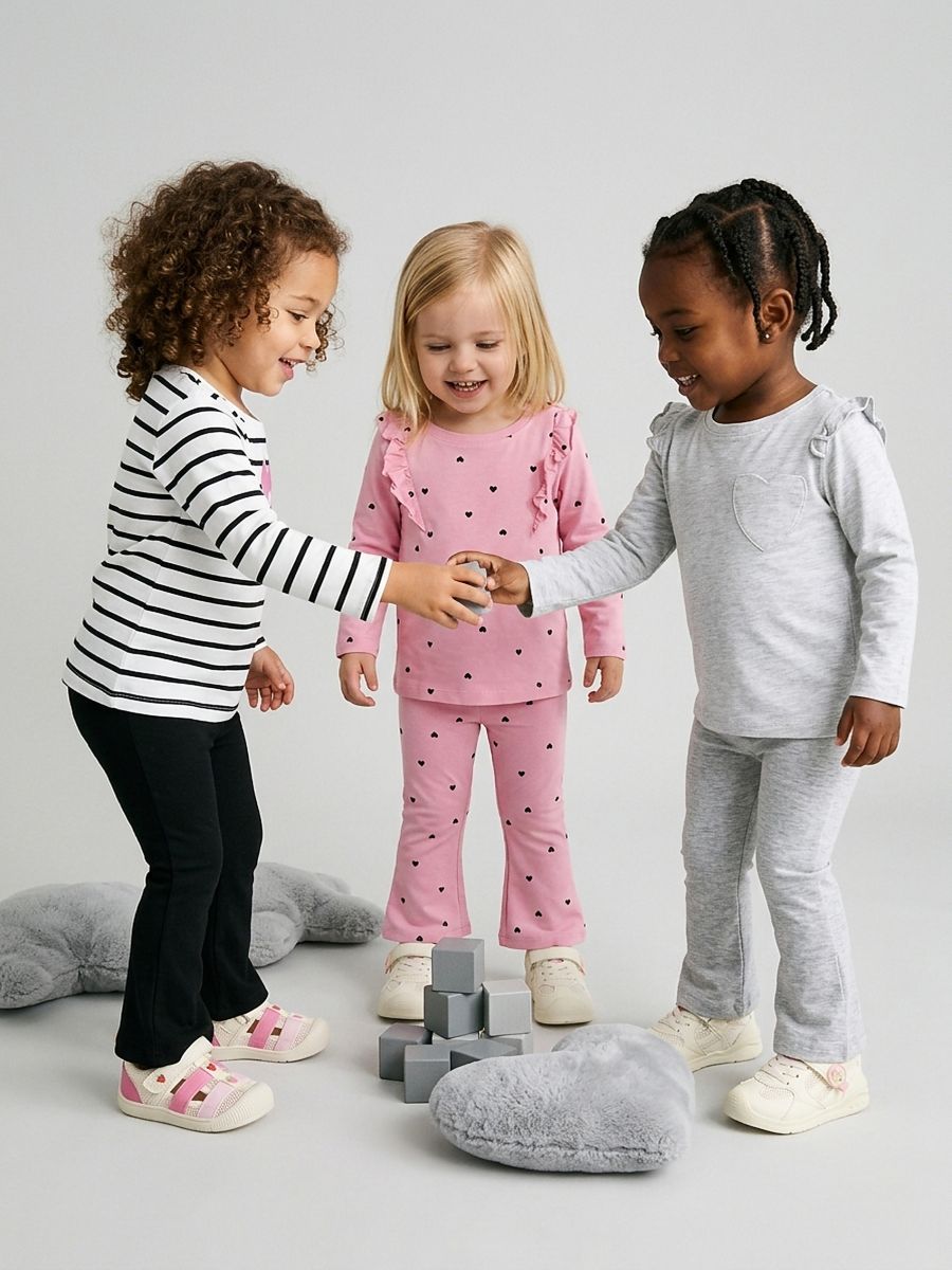 Bawełniane legginsy flare 3 pack Bawełniane legginsy flare 3 pack - różowy - SINSAY