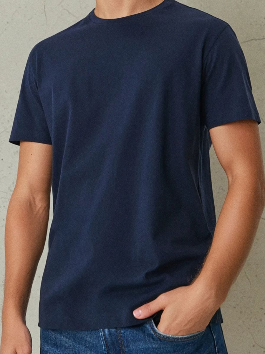 Tricou din bumbac basic - bleumarin - SINSAY