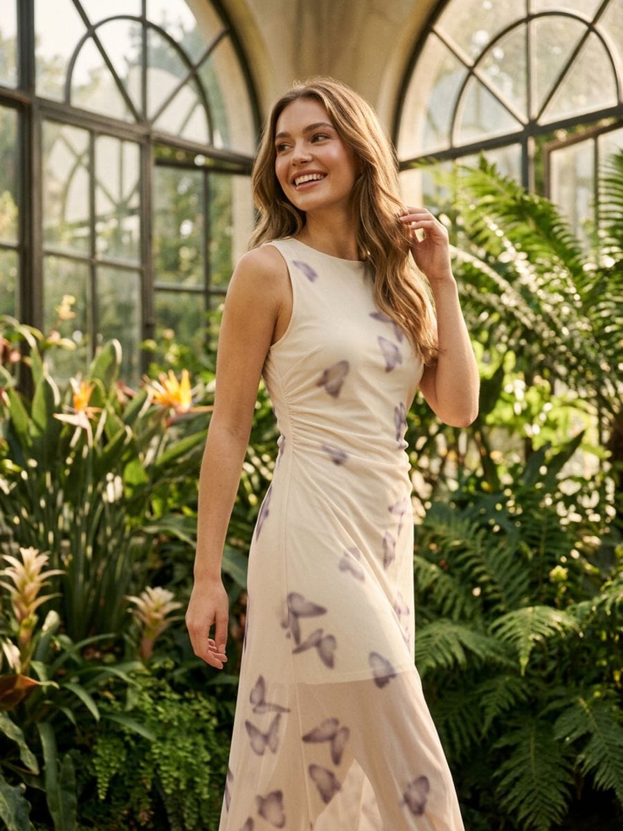 Rochie midi mulată cu deschizătură Rochie midi mulată cu deschizătură - multicolor - SINSAY