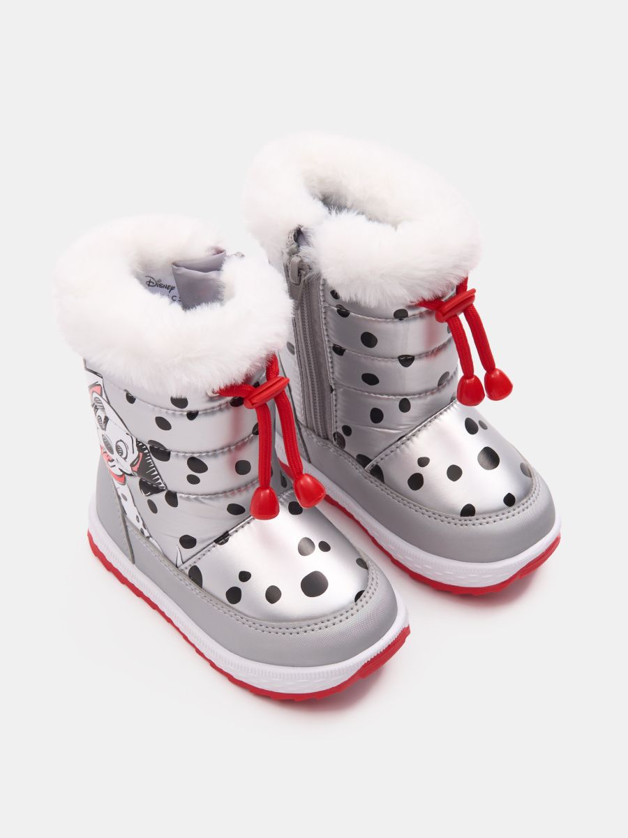 Cizme de zăpadă îmblănite cu șnur elastic 101 Dalmatians - argintiu - SINSAY