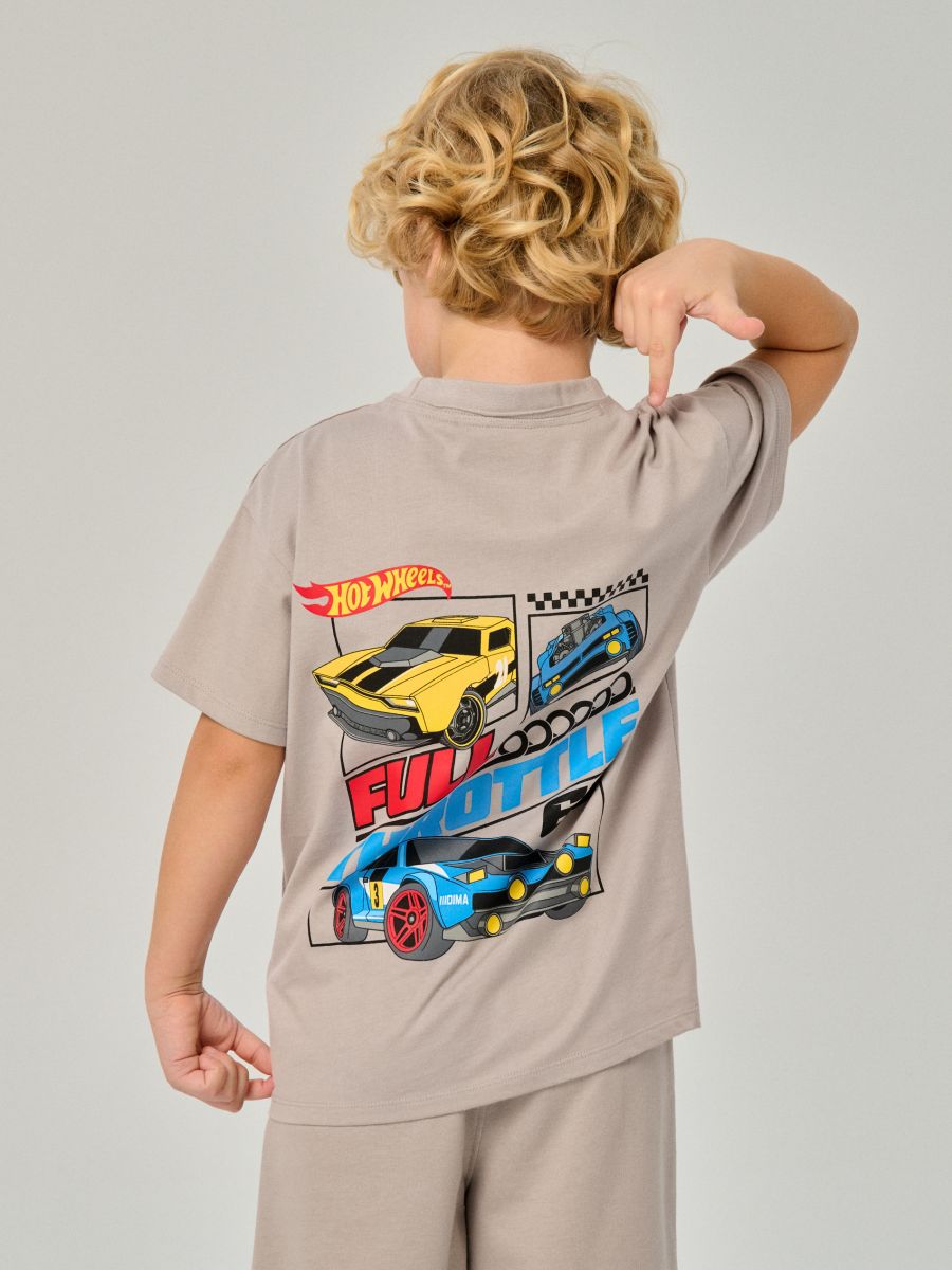 Бавовняна футболка з принтом Hot Wheels Бавовняна футболка з принтом Hot Wheels - сірий - SINSAY