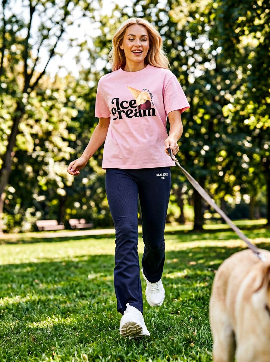 Tricou oversize din bumbac cu imprimeu - roz-pastel - SINSAY
