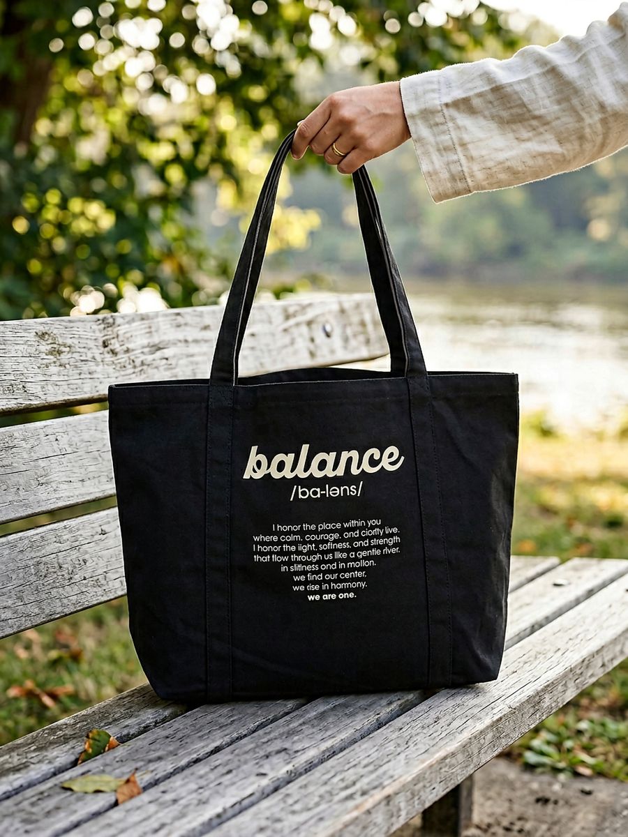 Materiałowa torba shopper z napisem Materiałowa torba shopper z napisem - czarny - SINSAY