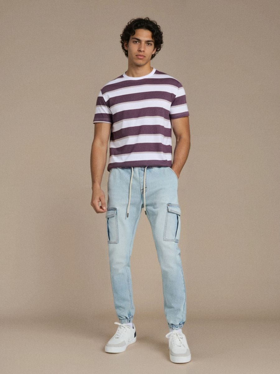 Jeansy jogger z efektem sprania Jeansy jogger z efektem sprania - niebieski - SINSAY