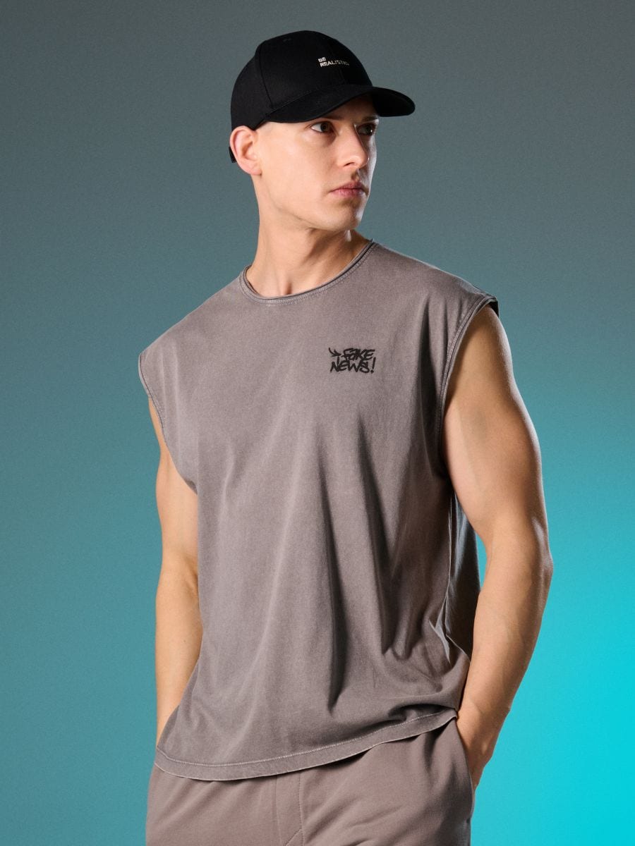 Tank top din bumbac - gri-neutru - SINSAY