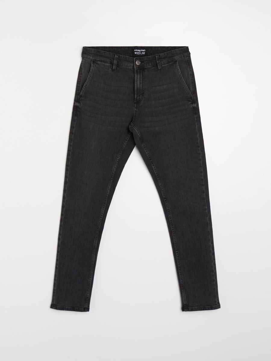 Jeansy chino slim fit - czarny - SINSAY