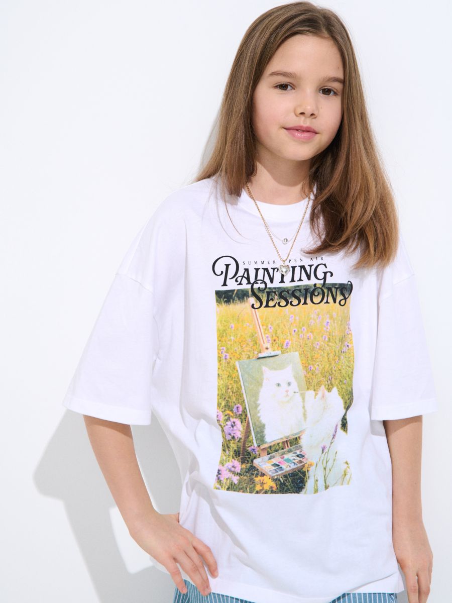 Tricou din bumbac cu imprimeu Tricou din bumbac cu imprimeu - alb - SINSAY