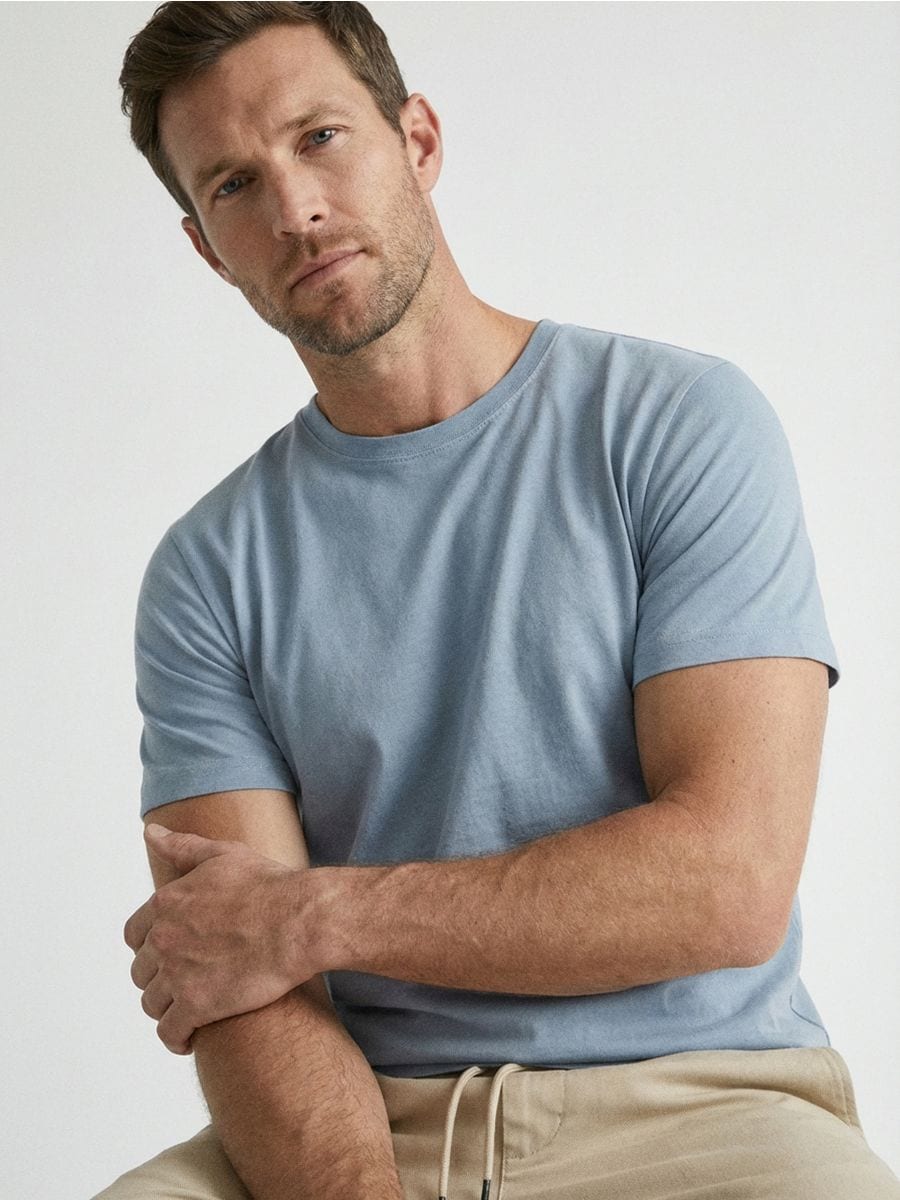 Tricou din bumbac basic - light blue - SINSAY