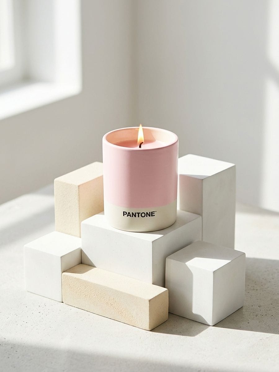 Lumânare într-un recipient ceramic Pantone Lumânare într-un recipient ceramic Pantone - roz-pastel - SINSAY