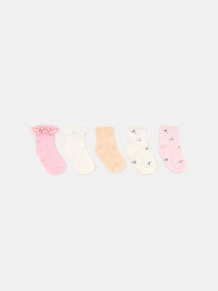 Șosete cu volane și motiv fundițe 5 pack Șosete cu volane și motiv fundițe 5 pack - multicolor - SINSAY