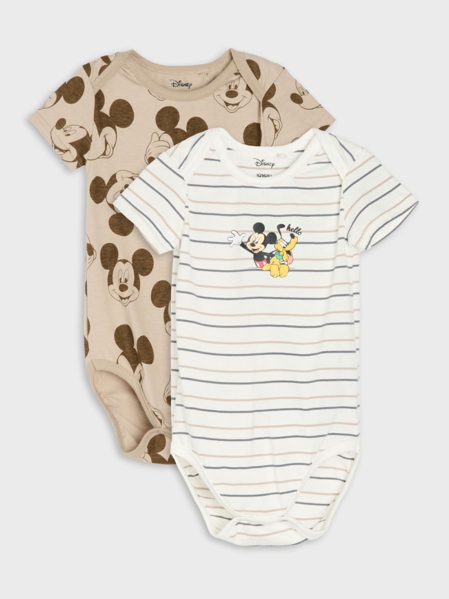 Bawełniane body z nadrukiem 2 pack Mickey Mouse Bawełniane body z nadrukiem 2 pack Mickey Mouse - kremowy - SINSAY