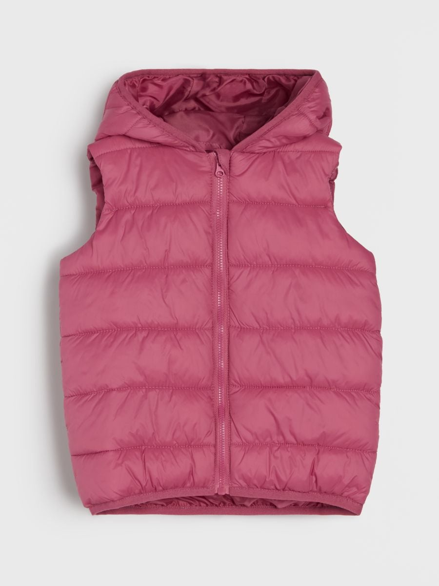 Pikowana kamizelka puffer z kapturem Pikowana kamizelka puffer z kapturem - różowy - SINSAY