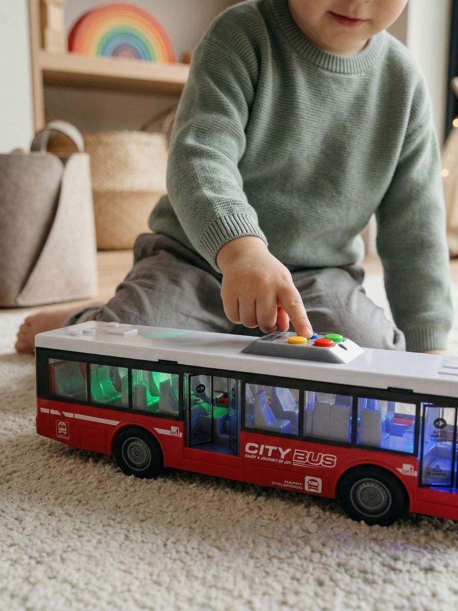 Zabawka - Autobus miejski z dżwiękiem i światłem na baterie - wielobarwny - SINSAY