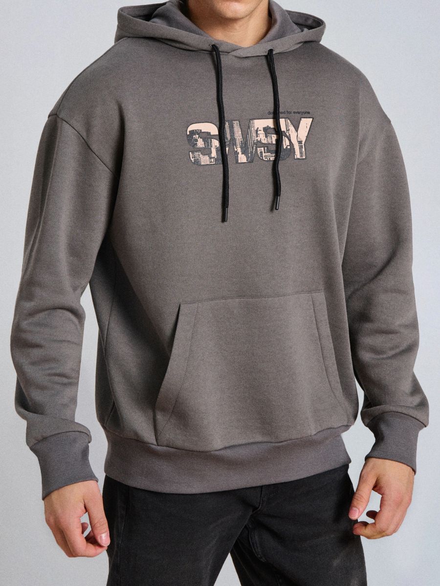 Bluza hoodie - szary - SINSAY