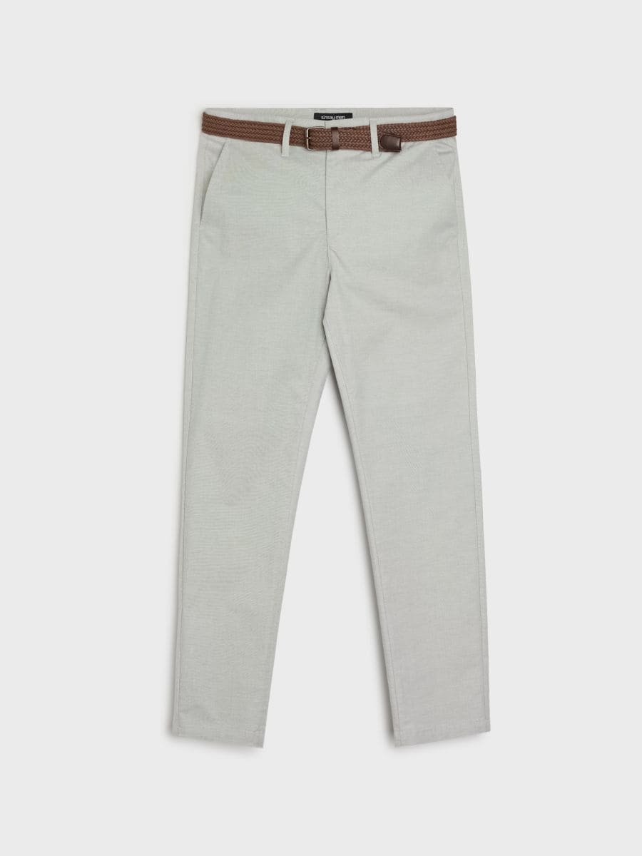 Spodnie chino slim z paskiem Spodnie chino slim z paskiem - szary - SINSAY