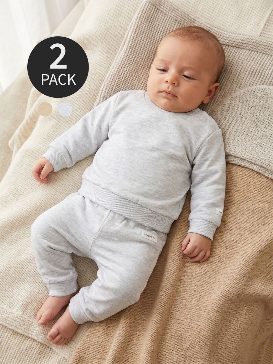Pantaloni de trening din bumbac 2 pack Pantaloni de trening din bumbac 2 pack - bej - SINSAY