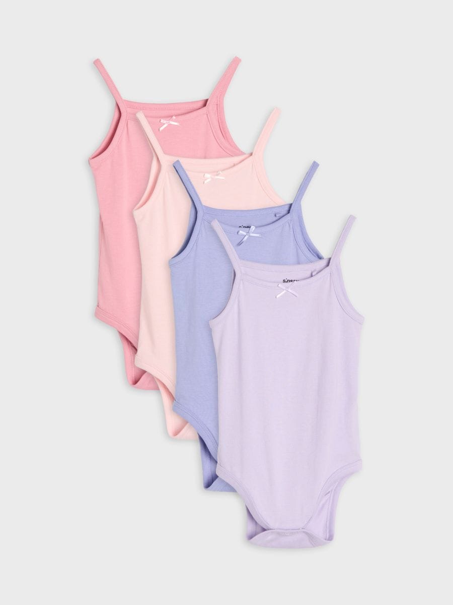 Body din bumbac cu bretele 4 pack Body din bumbac cu bretele 4 pack - roz-pastel - SINSAY