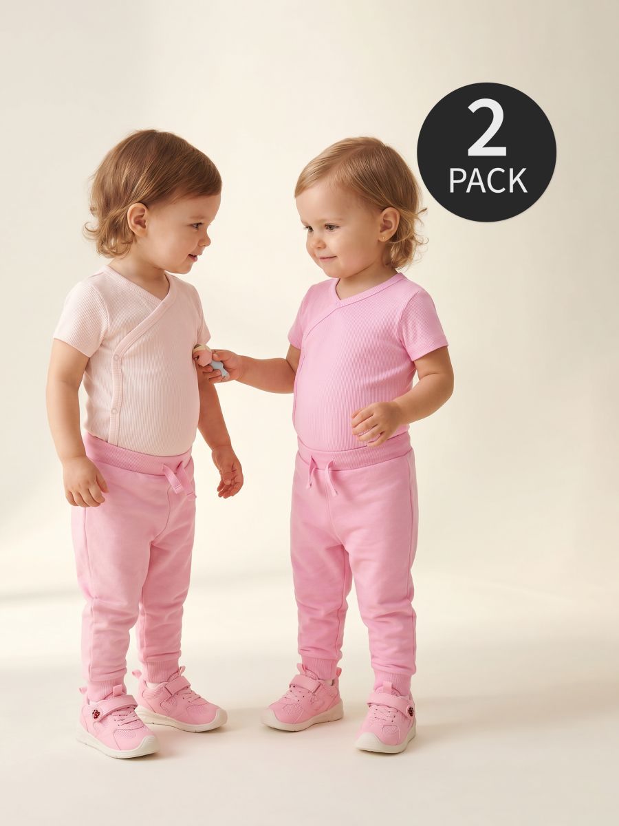 Body z prążkowanej dzianiny 2 pack Body z prążkowanej dzianiny 2 pack - różowy - SINSAY