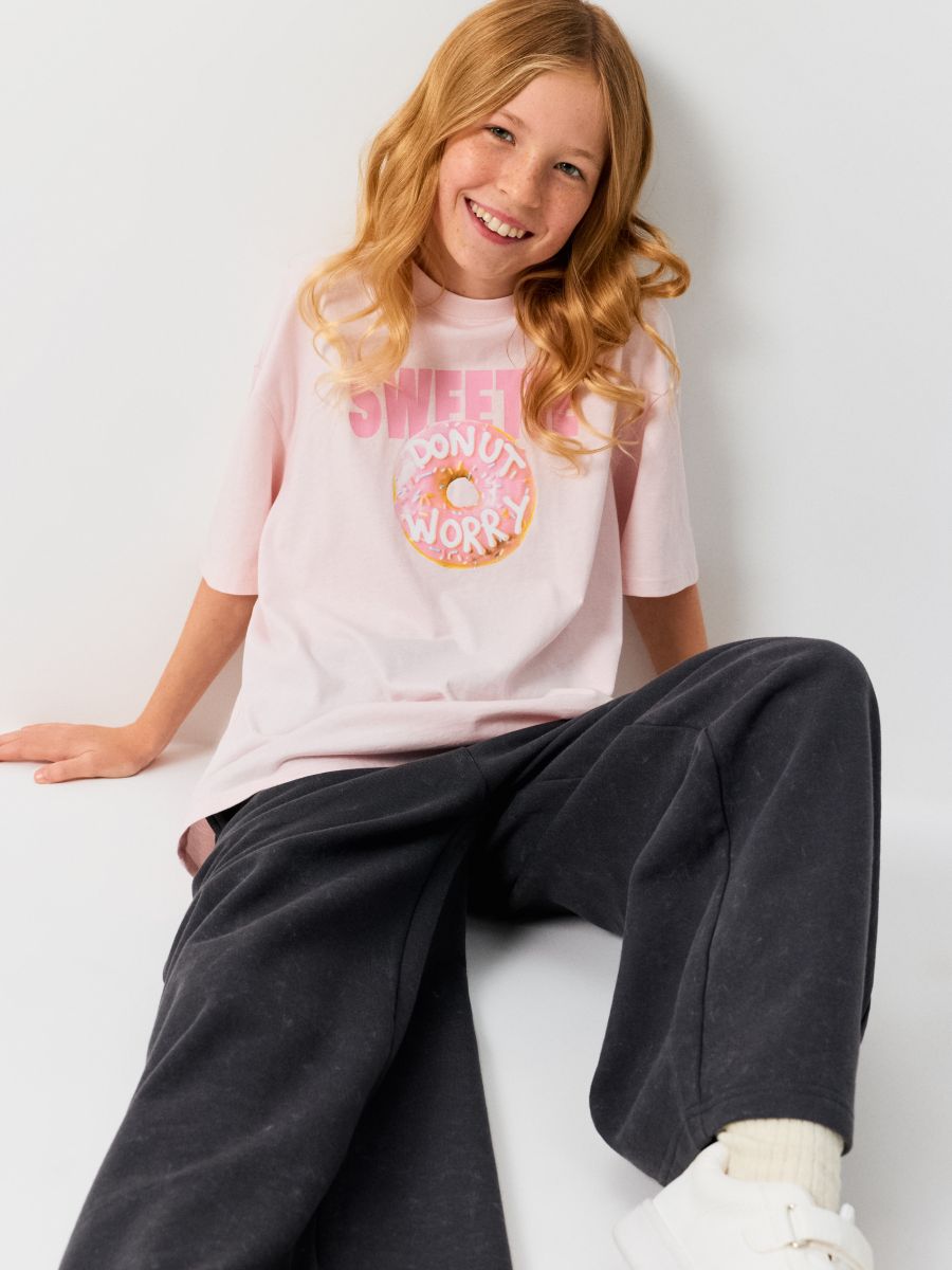 Tricou din bumbac cu imprimeu gogoșă Tricou din bumbac cu imprimeu gogoșă - roz-pastel - SINSAY