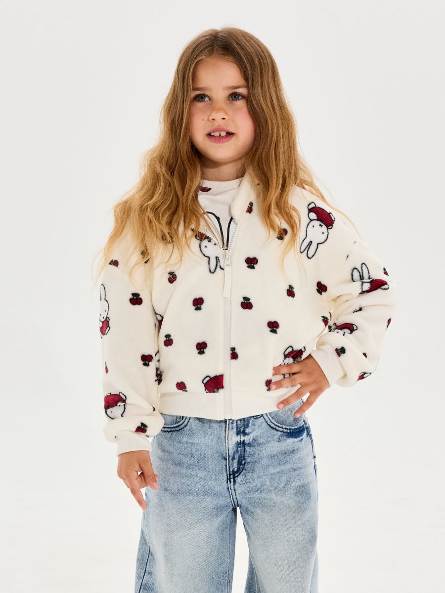 Rozpinana bluza polarowa z kapturem Miffy Rozpinana bluza polarowa z kapturem Miffy - kremowy - SINSAY