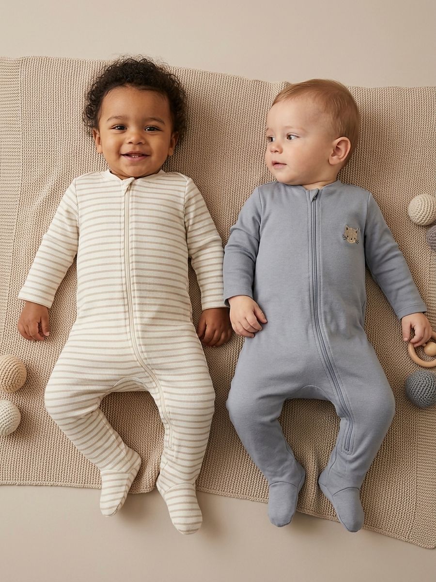 Bawełniane pajacyki 2 pack Bawełniane pajacyki 2 pack - szary - SINSAY