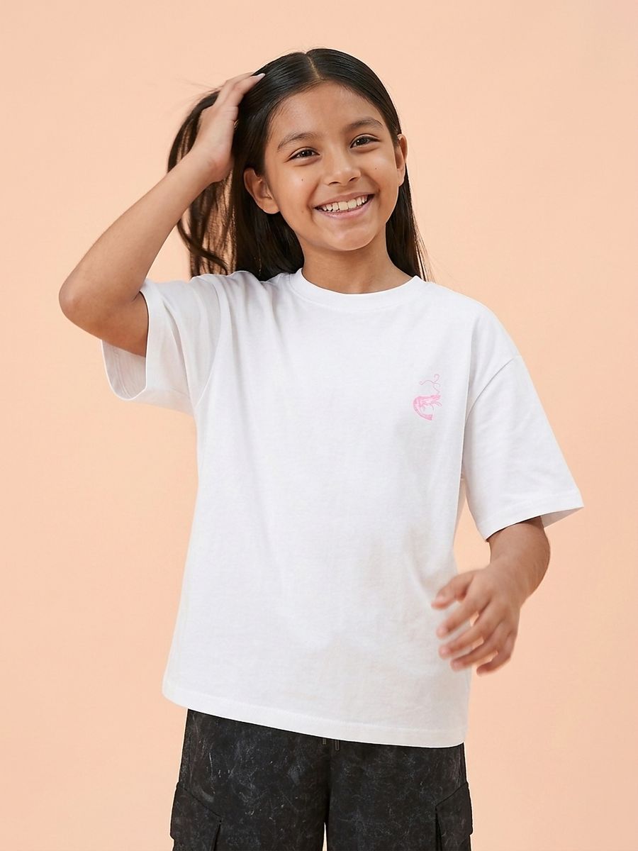 Tricou din bumbac cu imprimeu de crevetă Tricou din bumbac cu imprimeu de crevetă - alb - SINSAY