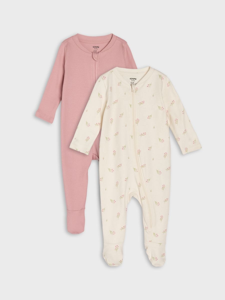 Bawełniane pajacyki 2 pack Bawełniane pajacyki 2 pack - kremowy - SINSAY