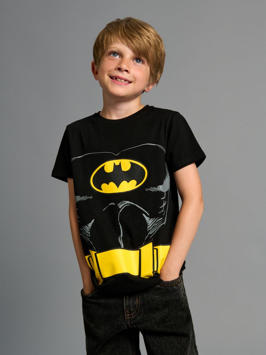 Bawełniana koszulka z krótkim rękawem Batman - czarny - SINSAY