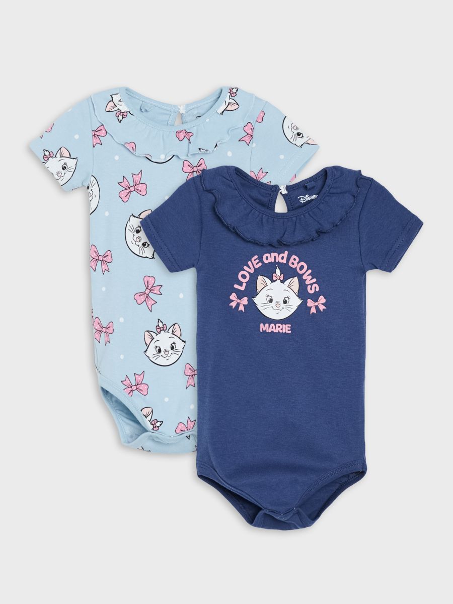Body din bumbac cu imprimeu și guler decorativ 2 pack Marie Body din bumbac cu imprimeu și guler decorativ 2 pack Marie - mid blue - SINSAY